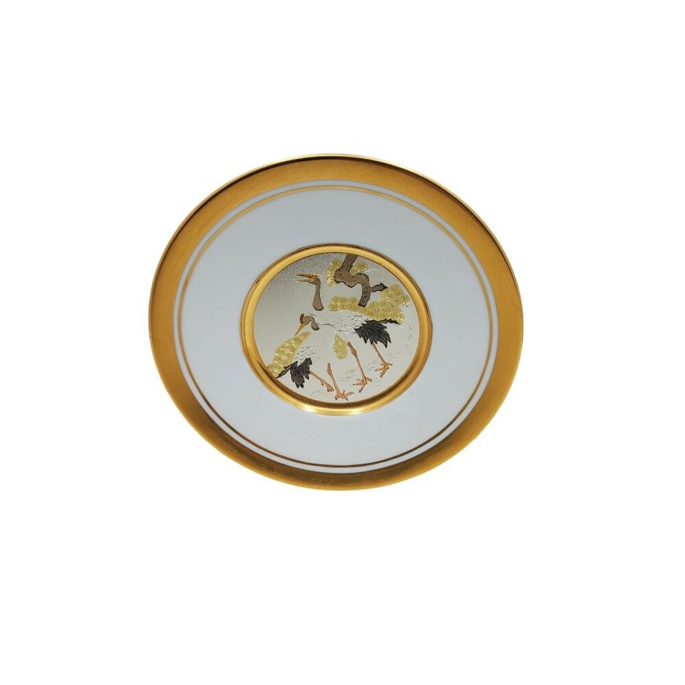 Vintage New Years Day Pine & Cranes Plate By The Hamilton Collection